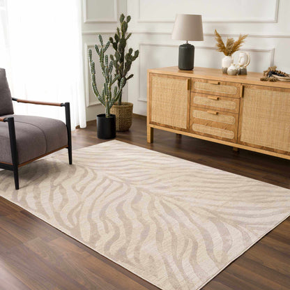 Beige Zebra Print Area Rug - Stylish Modern Manteca Design