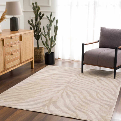 Beige Zebra Print Area Rug - Stylish Modern Manteca Design