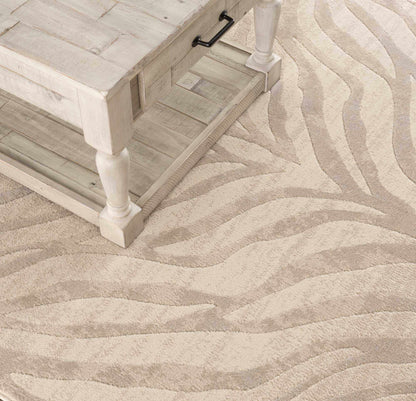 Beige Zebra Print Area Rug - Stylish Modern Manteca Design