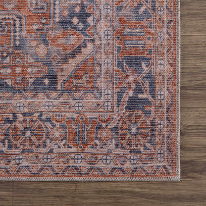 Burnt Orange Washable Taber Rug - Stylish Durable Floor Decor