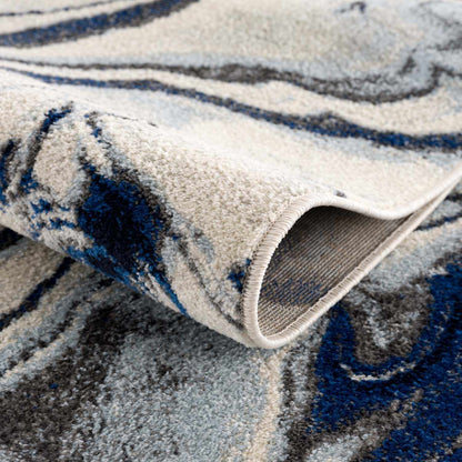 Blue Marble Area Rug - Elegant Cream and Blue Design for Modern Homes