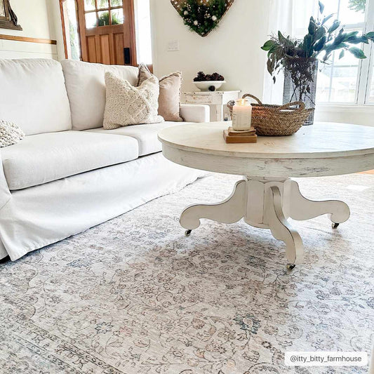 Washable Cream Area Rug - Soft Stylish Home Decor