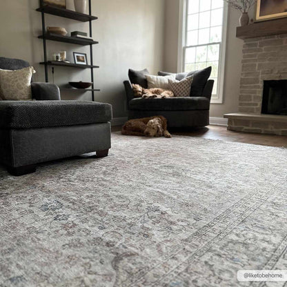 Washable Cream Area Rug - Soft Stylish Home Decor