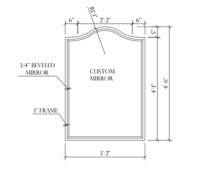 Curved Arch Brass Mirror -  Custom Mirror