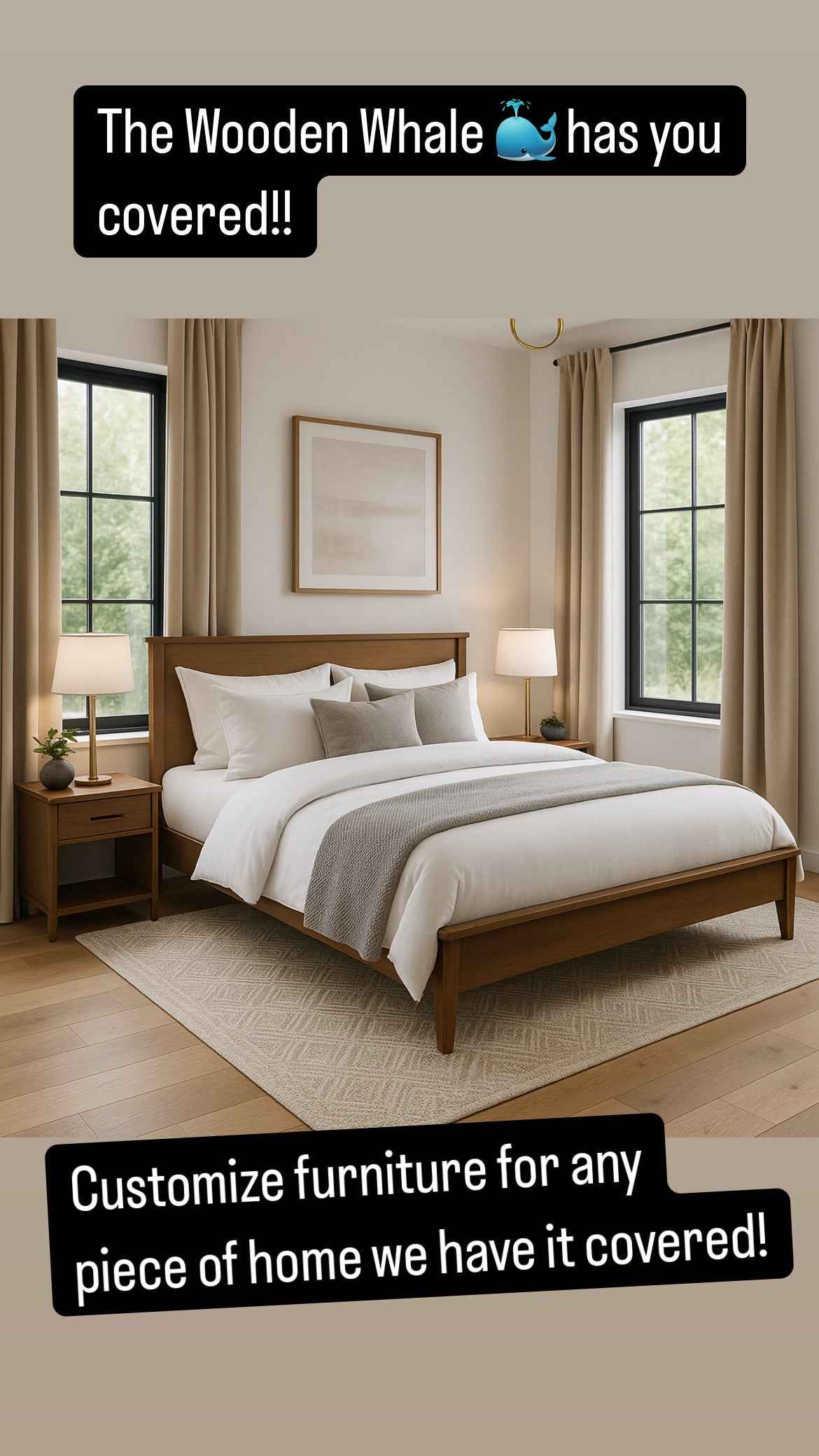 Milly Style Custom Solid Wood Bed Frame Made To Order For Lasting Comfort