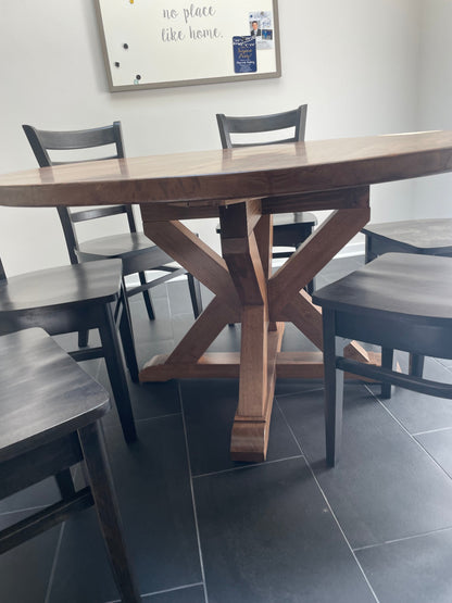 Canyon Style Round Table With Kiln Dried Maple Top And Oak Accents Custom Built Finish Options