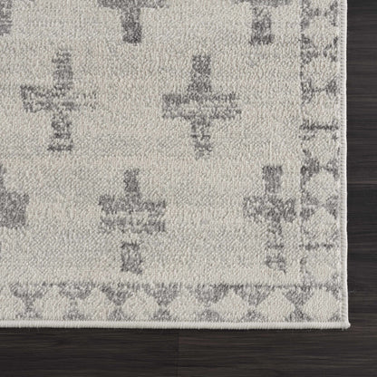 Modern Ivory Gray Area Rug - Swiss Cross Tigris Design for Stylish Interiors