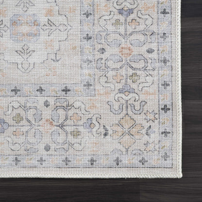 Beige Vintage Washable Area Rug - Durable Beckett Collection