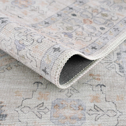 Beige Vintage Washable Area Rug - Durable Beckett Collection