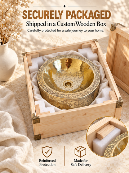 Brass Engraved Sink - Brass Basin Sink