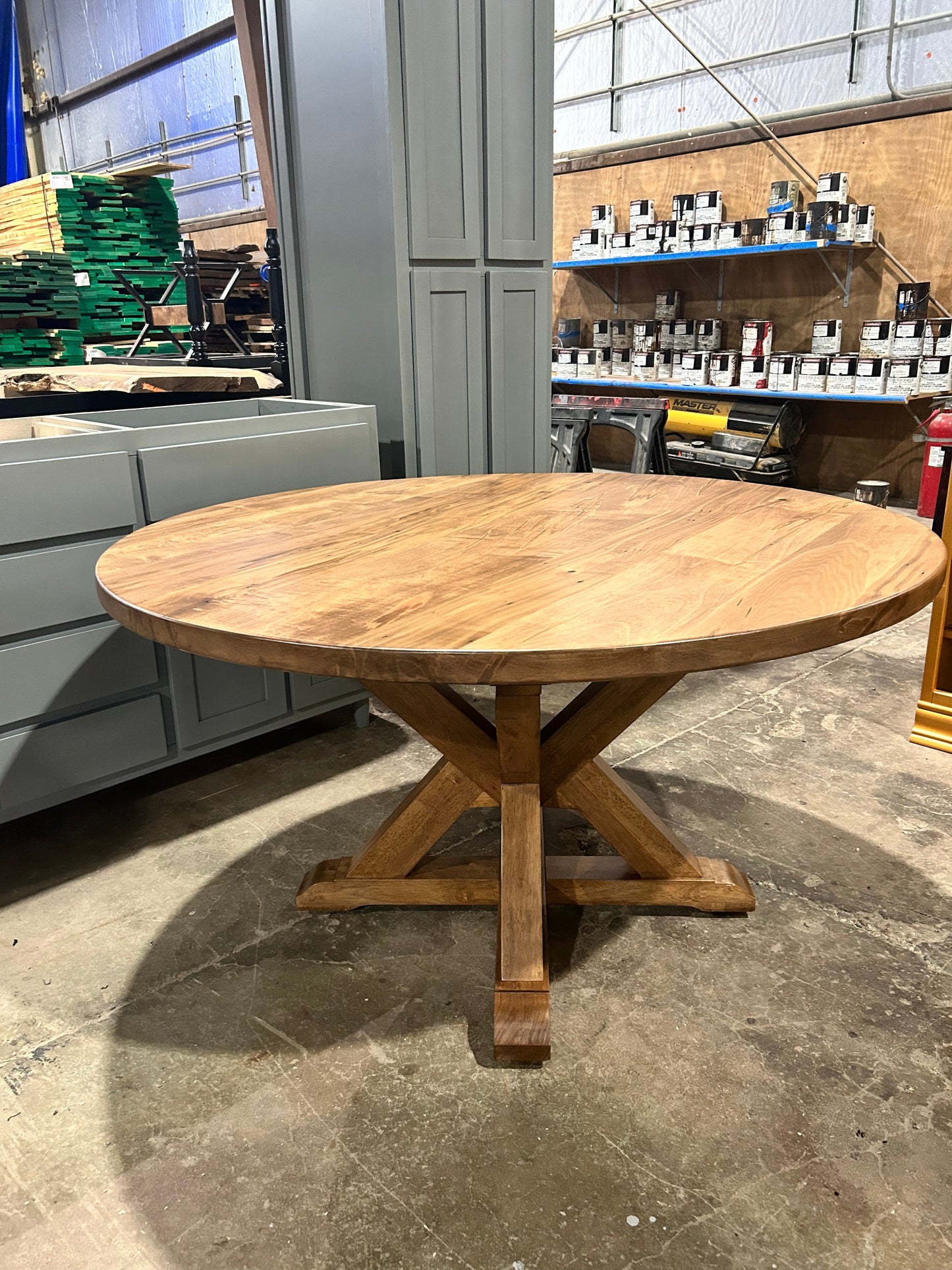 Canyon Style Round Table With Kiln Dried Maple Top And Oak Accents Custom Built Finish Options