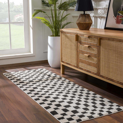 Checkered Area Rug - Stylish Black and White Geometric Floor Decor