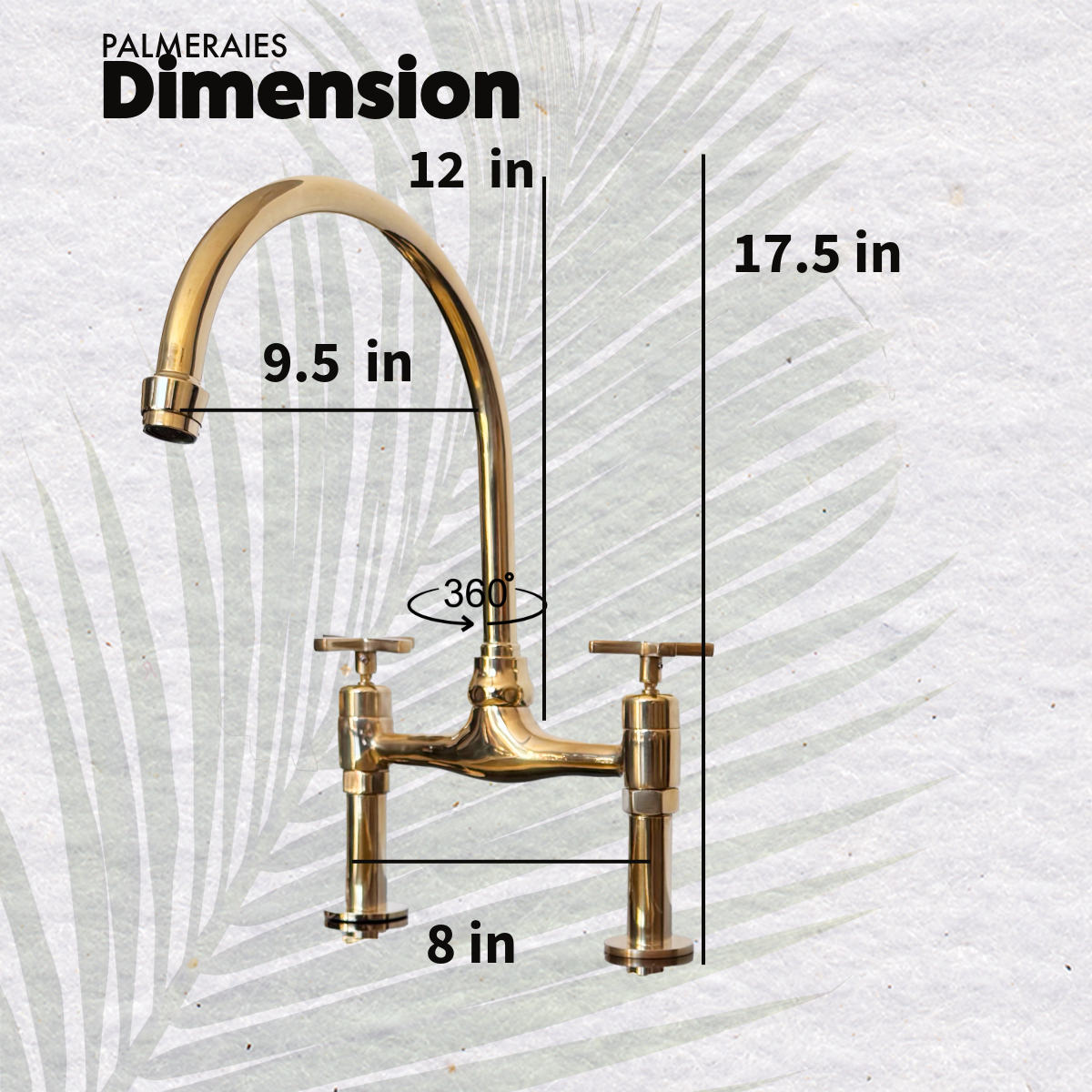 Unlacquered Brass Kitchen Faucet dimensiob