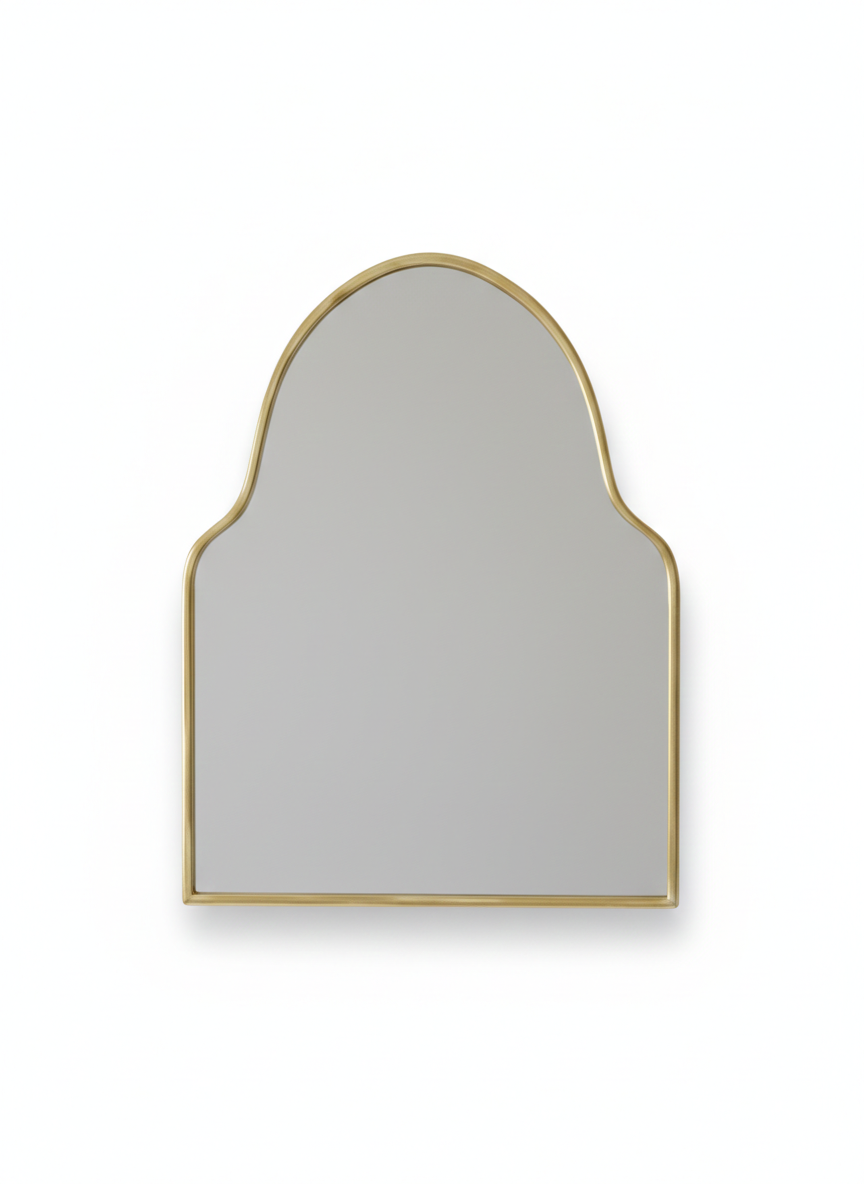 Arched mirror with gold frame