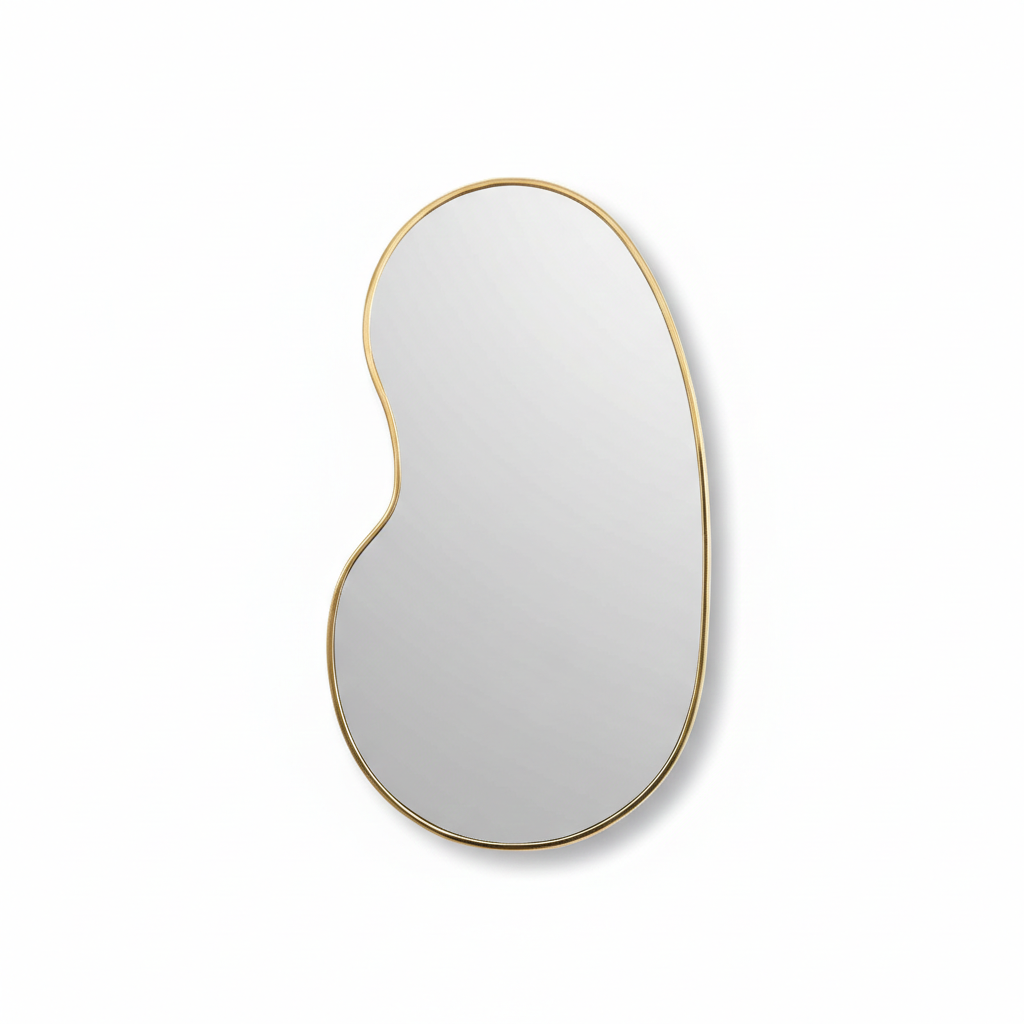 Decorative mirror with a gold frame on a white background