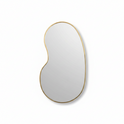 Decorative mirror with a gold frame on a white background