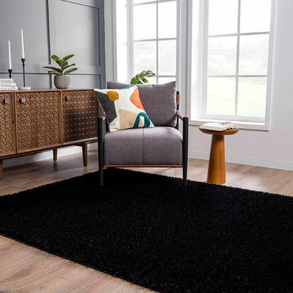 Washable Black Shag Rug - Cozy Home Decor Accent