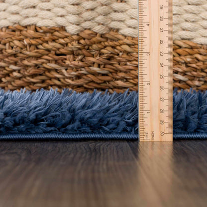 Washable Dark Blue Shag Rug - Faina Collection Cozy Home Decor