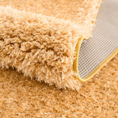 Washable Solid Gold Shag Rug - Luxurious Soft Area Rug for Any Room
