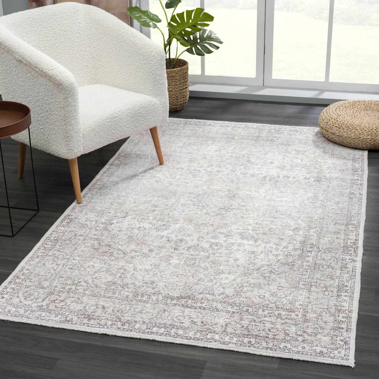Washable Cream Area Rug - Soft Stylish Home Decor
