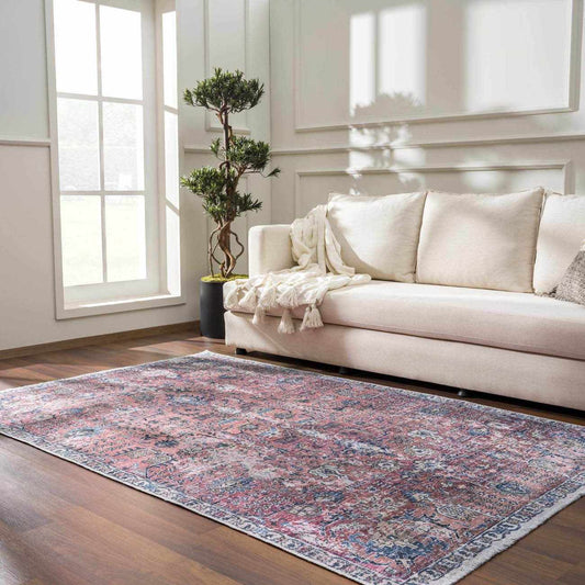 Burgundy Washable Area Rug - Soft Stylish Home Decor