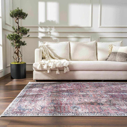Burgundy Washable Area Rug - Soft Stylish Home Decor