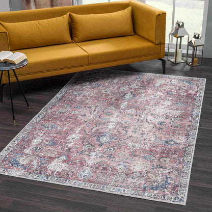 Burgundy Washable Area Rug - Soft Stylish Home Decor