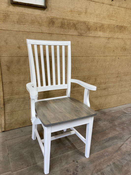 Mission Chair With Arms For Standard 30 Inch Tables In Wood Or Painted Finish