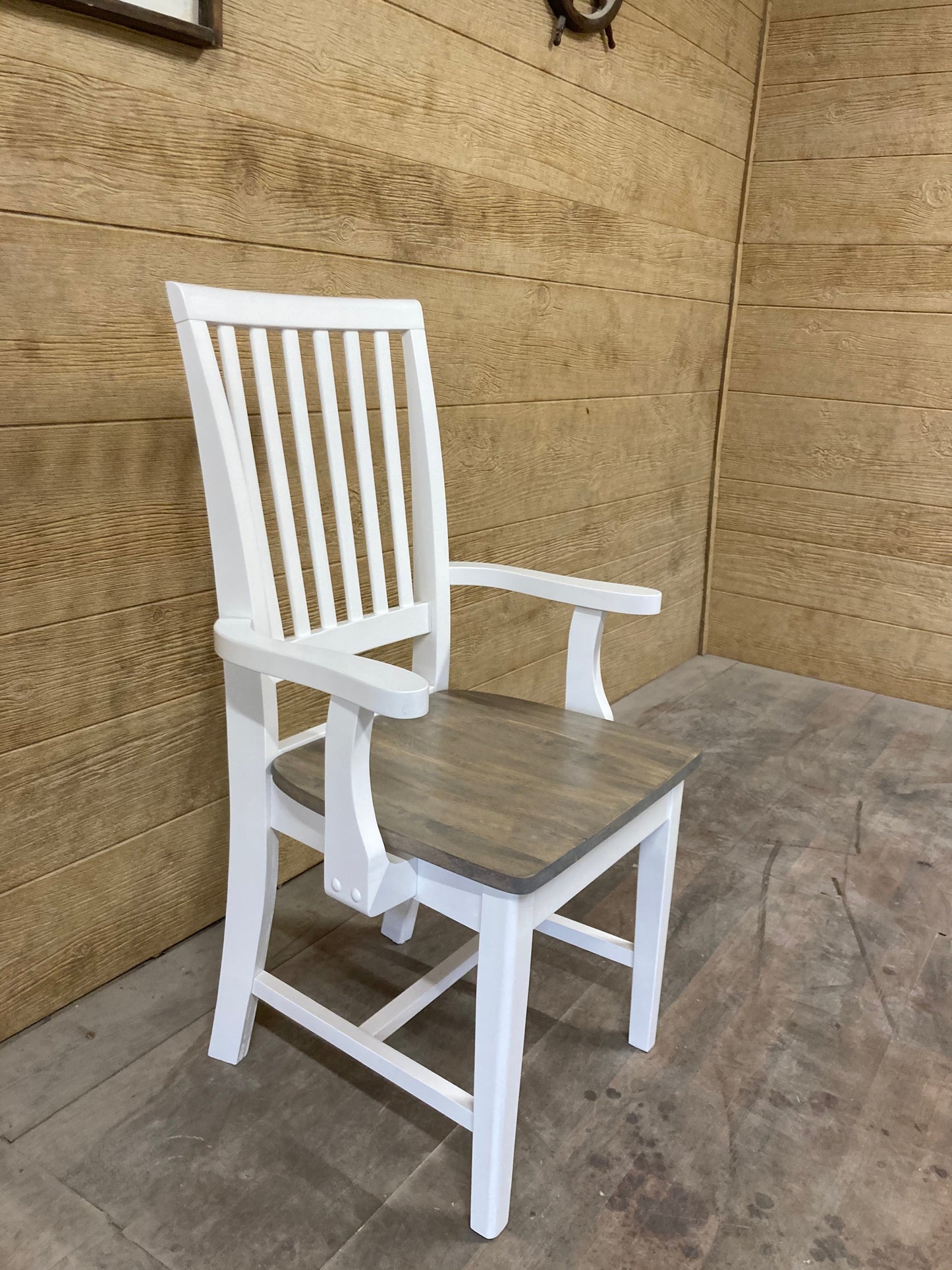 Mission Chair With Arms For Standard 30 Inch Tables In Wood Or Painted Finish