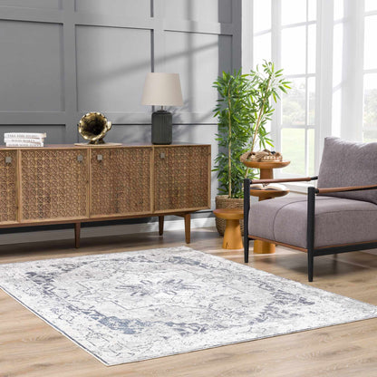 Ivory Washable Flat Pile Rug - Hera Collection for Modern Decor