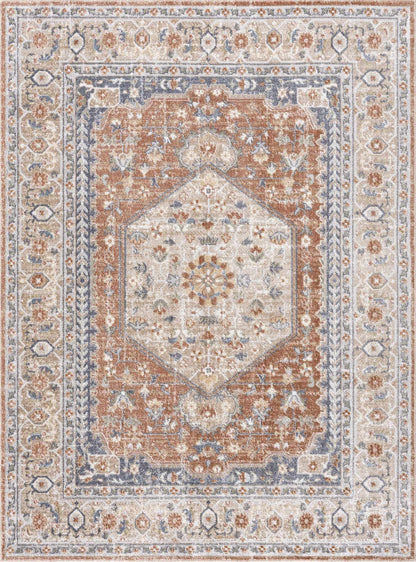 Washable Flat Pile Rug - Soft Durable Gael Rust Home Decor