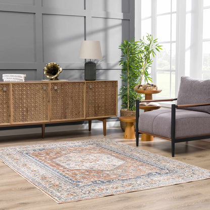 Washable Flat Pile Rug - Soft Durable Gael Rust Home Decor