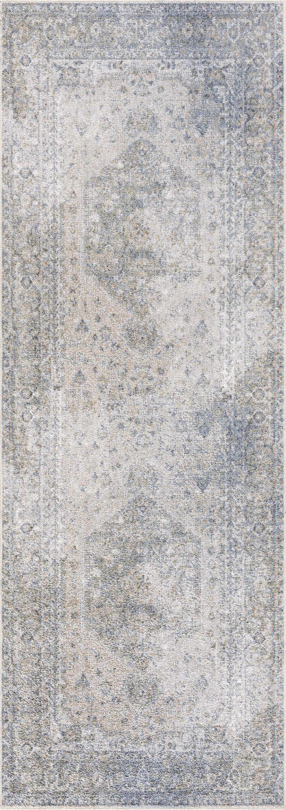 Washable Blue Flat Pile Rug - Stylish Durable Home Decor
