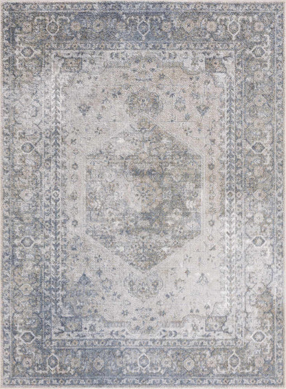 Washable Blue Flat Pile Rug - Stylish Durable Home Decor