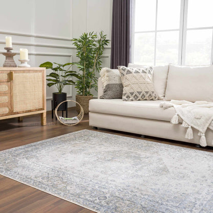 Washable Blue Flat Pile Rug - Stylish Durable Home Decor