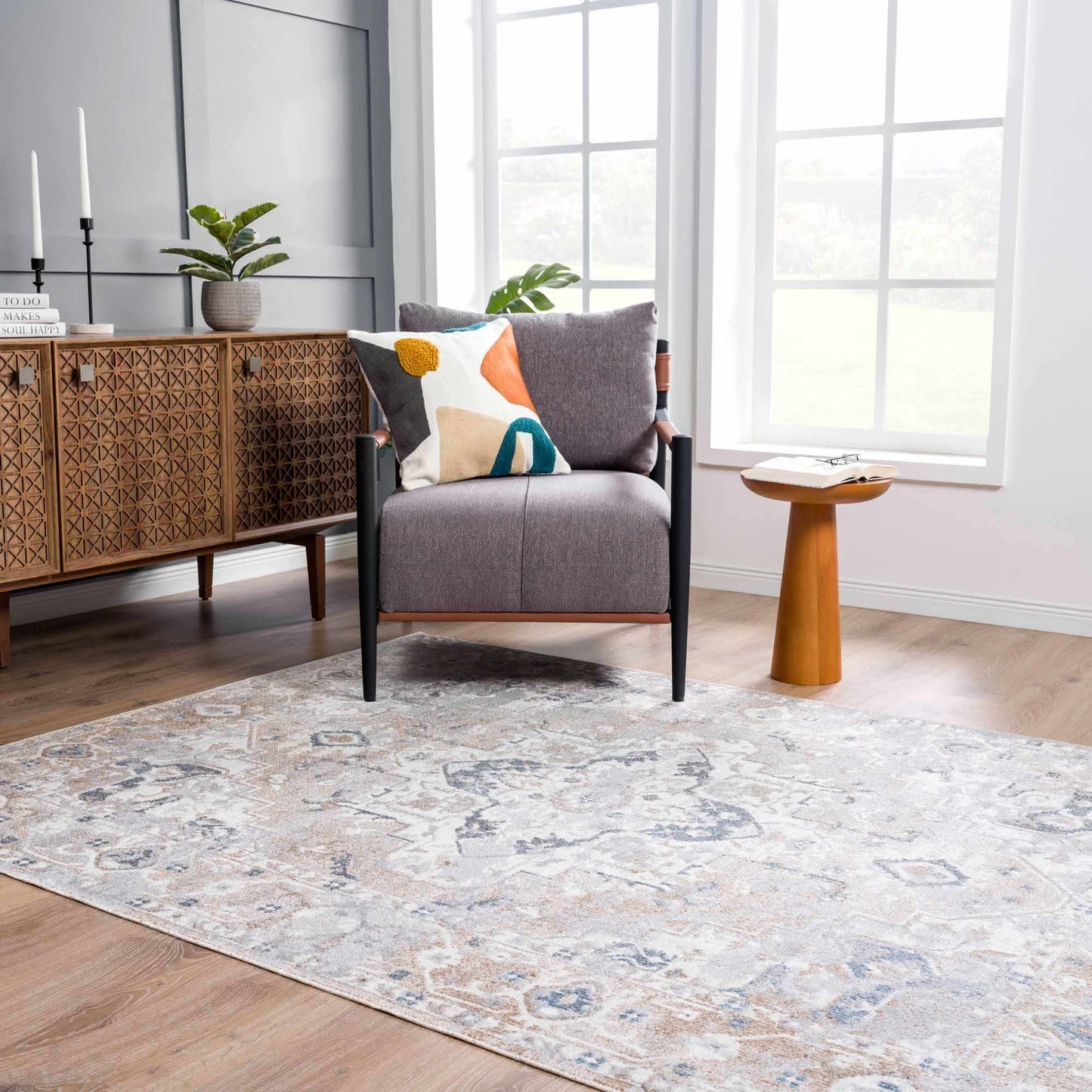 Washable Flat Pile Area Rug - Soft Durable Home Decor