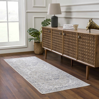 Washable Blue Flat Pile Rug - Stylish Durable Home Decor