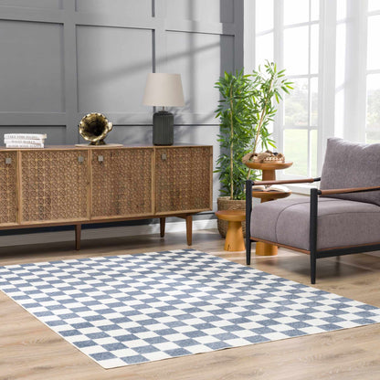Checkered Washable Area Rug - Stylish Durable Floor Covering