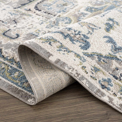 Washable Gray Blue Area Rug - Modern Home Decor Accent
