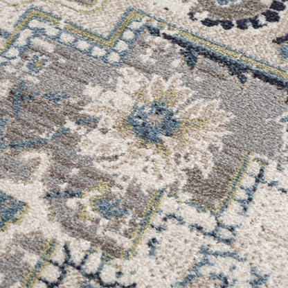 Washable Gray Blue Area Rug - Modern Home Decor Accent