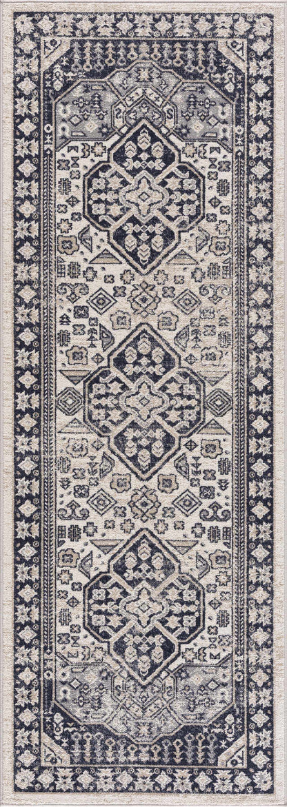 Washable Cream Gray Area Rug - Stylish Durable Home Decor