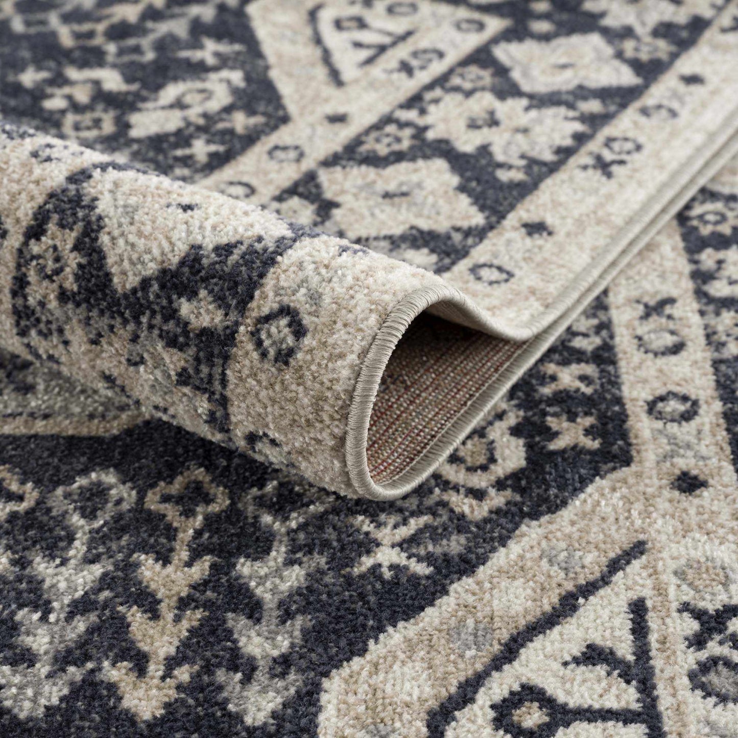 Washable Cream Gray Area Rug - Stylish Durable Home Decor