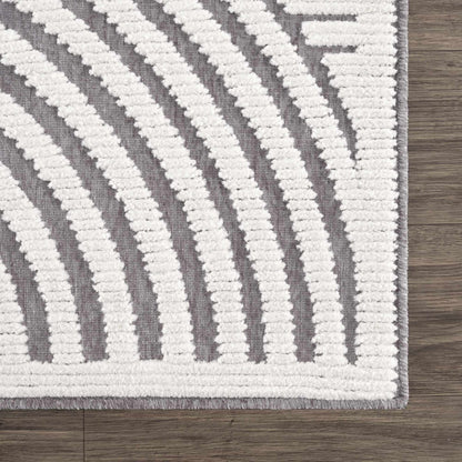 Colorful Kids Area Rug - Rainbow Washable Playroom Rug in Deron Gray