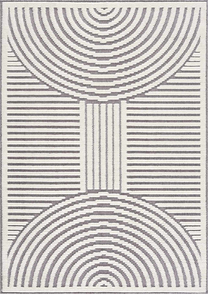Colorful Kids Area Rug - Rainbow Washable Playroom Rug in Deron Gray