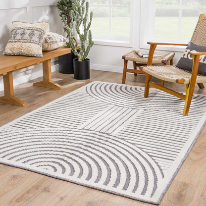 Colorful Kids Area Rug - Rainbow Washable Playroom Rug in Deron Gray