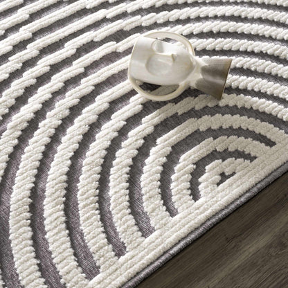 Colorful Kids Area Rug - Rainbow Washable Playroom Rug in Deron Gray