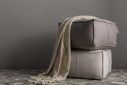 Ivory Pouf By Friendsville Solid And Striped Design Bedrooms