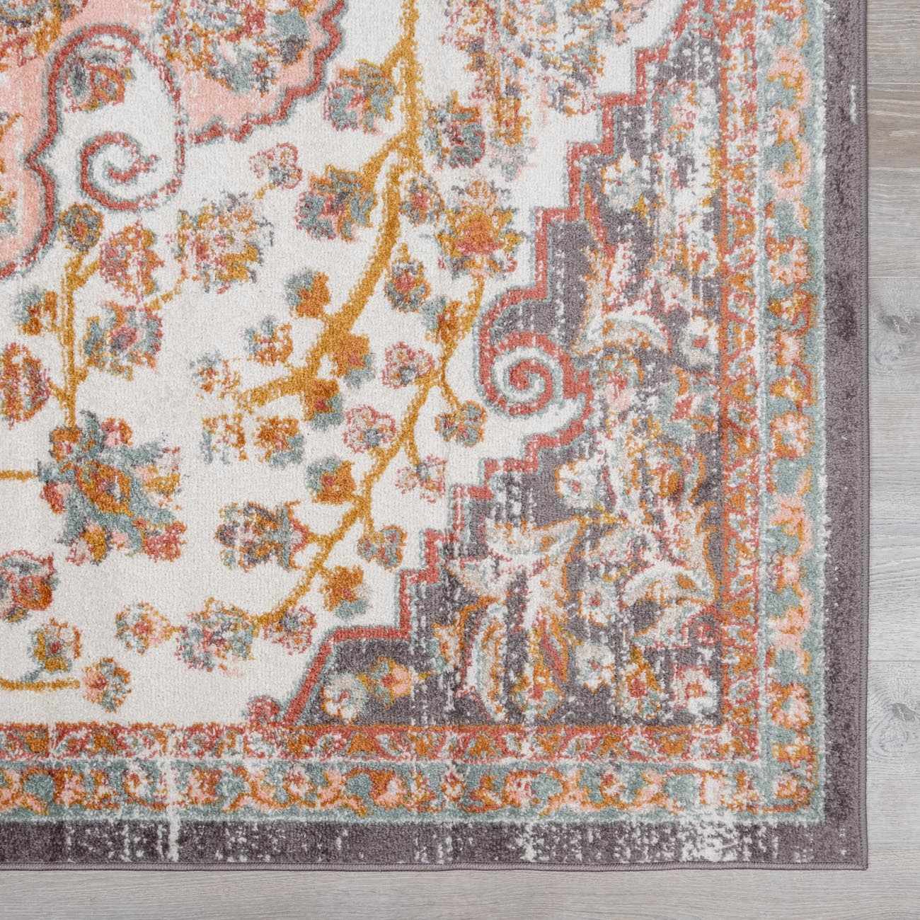 Floral Medallion Area Rug - Elegant Living Room  Bedroom Decor