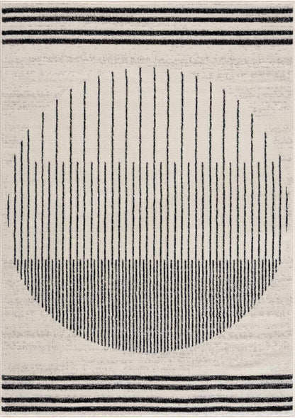 Angus Black  White Geometric Area Rug - Modern Home Décor