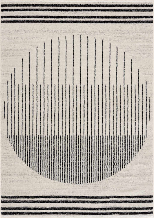 Angus Black  White Geometric Area Rug - Modern Home Décor